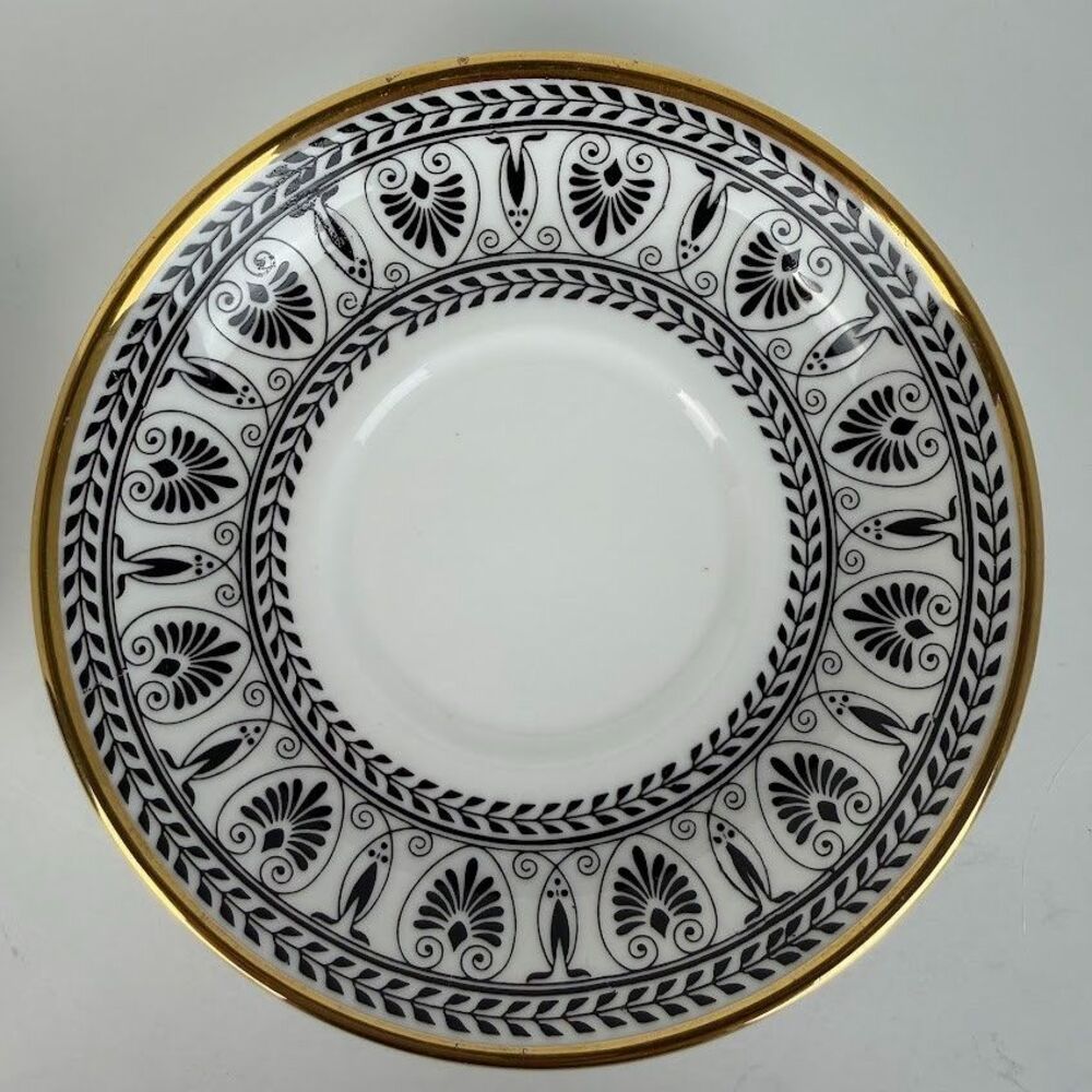 Vintage 1970s Crown Staffordshire Victoria Black Set of 4 Cups & 4 Saucers - Picture 6 of 16